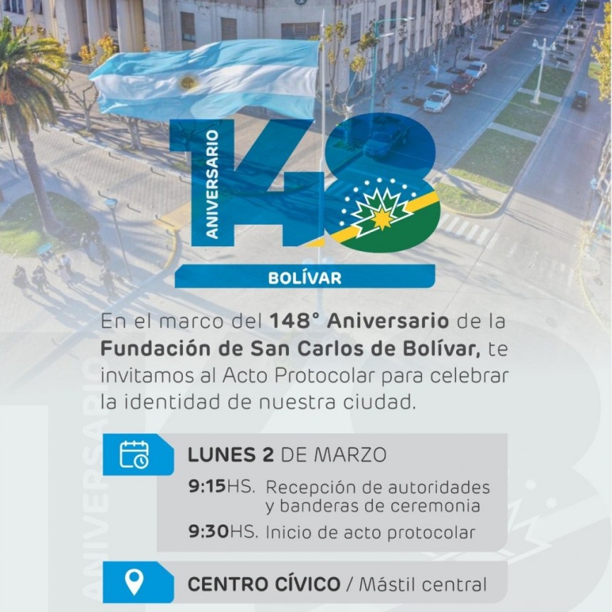 Bol&iacute;var conmemora su 148&deg; aniversario con un acto protocolar en el Centro C&iacute;vico