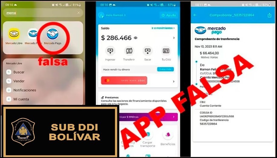 Informe Oficial SUB DDI Bolívar: Dos menores implicados en una importante estafa con una billetera virtual falsa
