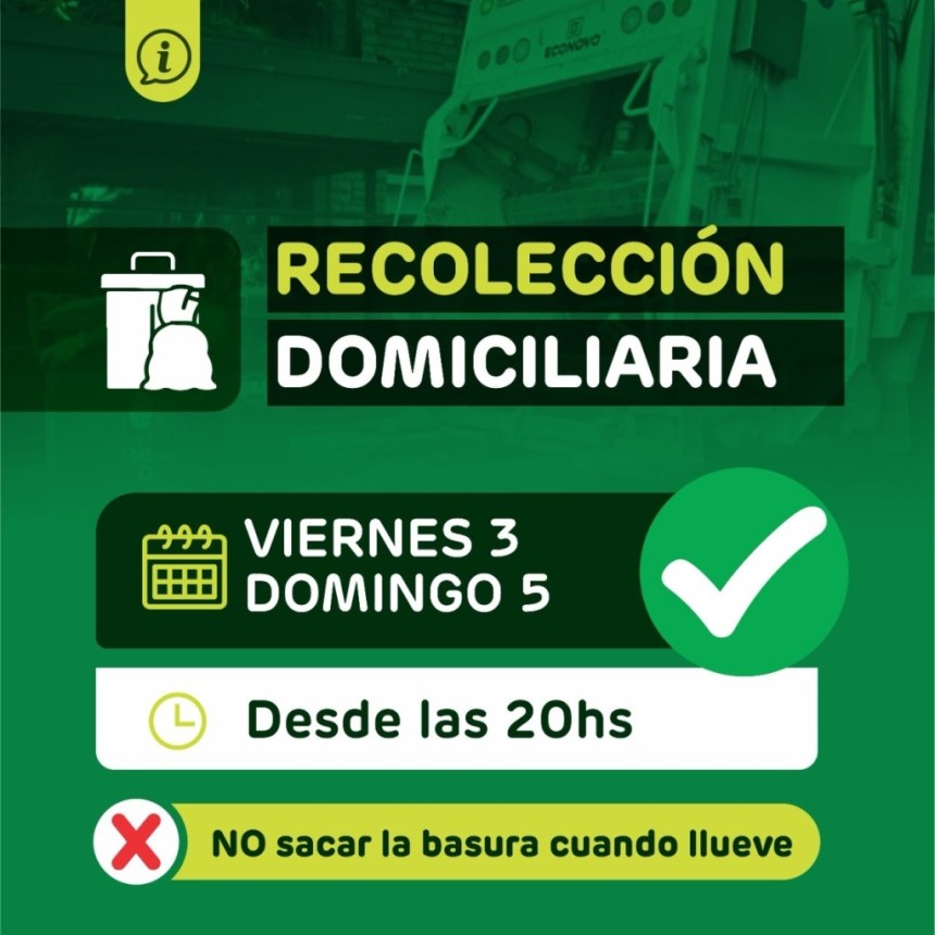 Recolecci&oacute;n de residuos en fin de semana largo
