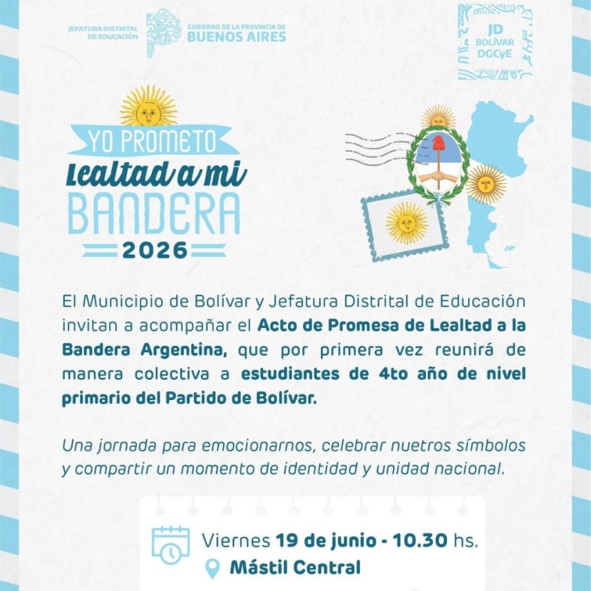 M&aacute;s de 500 Estudiantes del Partido de Bol&iacute;var prometer&aacute;n lealtad a la Bandera en un acto colectivo