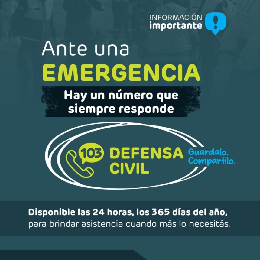 El Municipio informa que la L&iacute;nea 103 est&aacute; disponible las 24 horas para Emergencias 