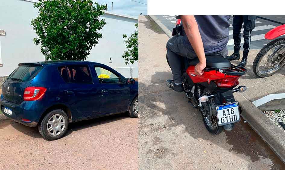 Leve colisión entre un auto y una moto