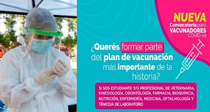La gesti&oacute;n municipal convoca a estudiantes y profesionales afines a la salud, a realizar la capacitaci&oacute;n de vacunadores eventuales.