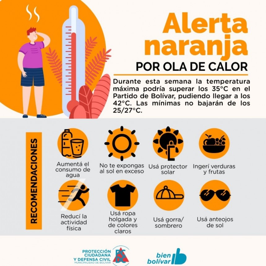 Alerta Naranja por la ola de calor en el partido de Bol&iacute;var
