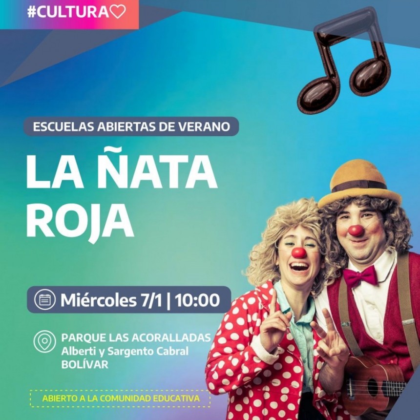 El Programa “Acompañar Cultura” llega a bolívar con el espectáculo familiar “La Ñata Roja”