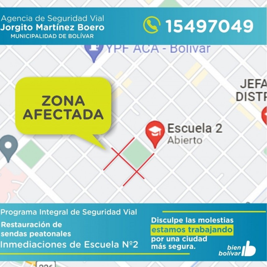 Continúa el programa integral de Seguridad Vial en inmediaciones a la Escuela nº2