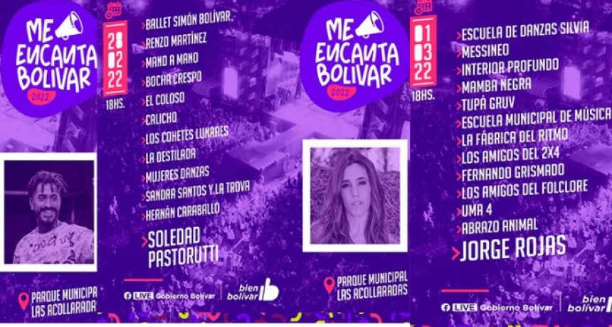 La Municipalidad confirmó las grillas de artistas completas que se presentarán cada noche del festival
