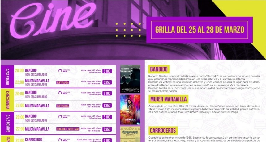 Del 25 al 28: Programaci&oacute;n Cine Avenida