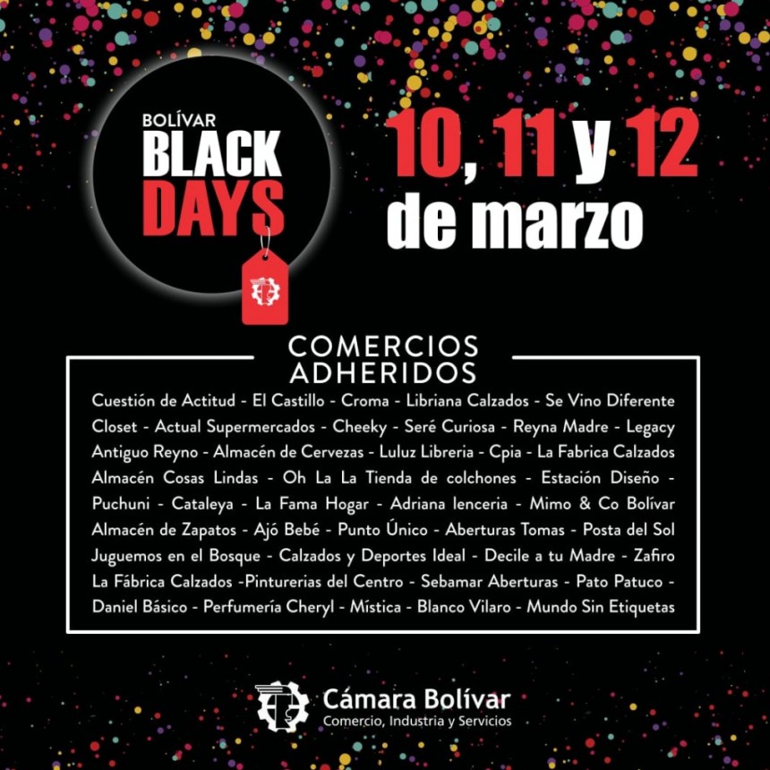 Cámara Comercial: Conocé todos los comercios adheridos al Bolívar Black Days