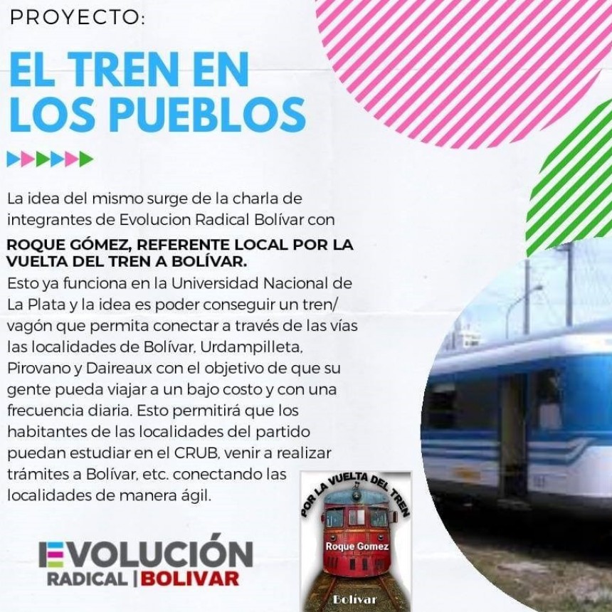 Evoluci&oacute;n Radical inici&oacute; una campa&ntilde;a virtual de firmas para la implementaci&oacute;n del &ldquo;Tren de los Pueblos&rdquo;