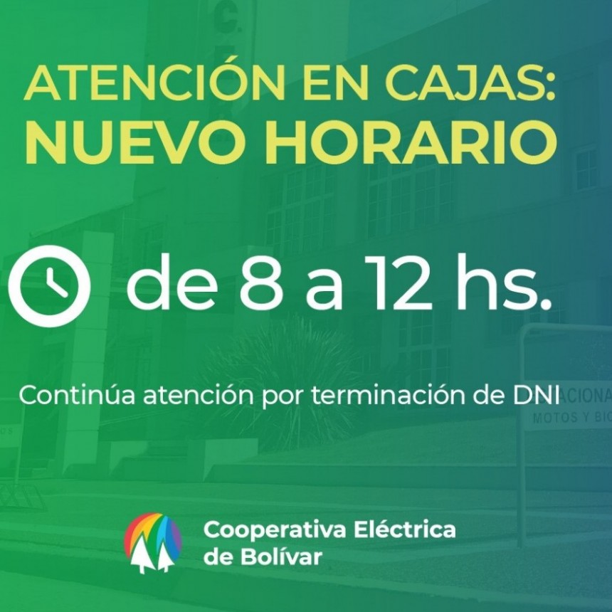 Nuevos horarios de la Cooperativa El&eacute;ctrica de Bol&iacute;var