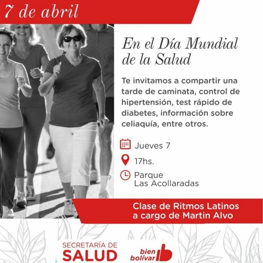 El Municipio realizará actividades recreativas en el marco del Día Mundial de la Salud