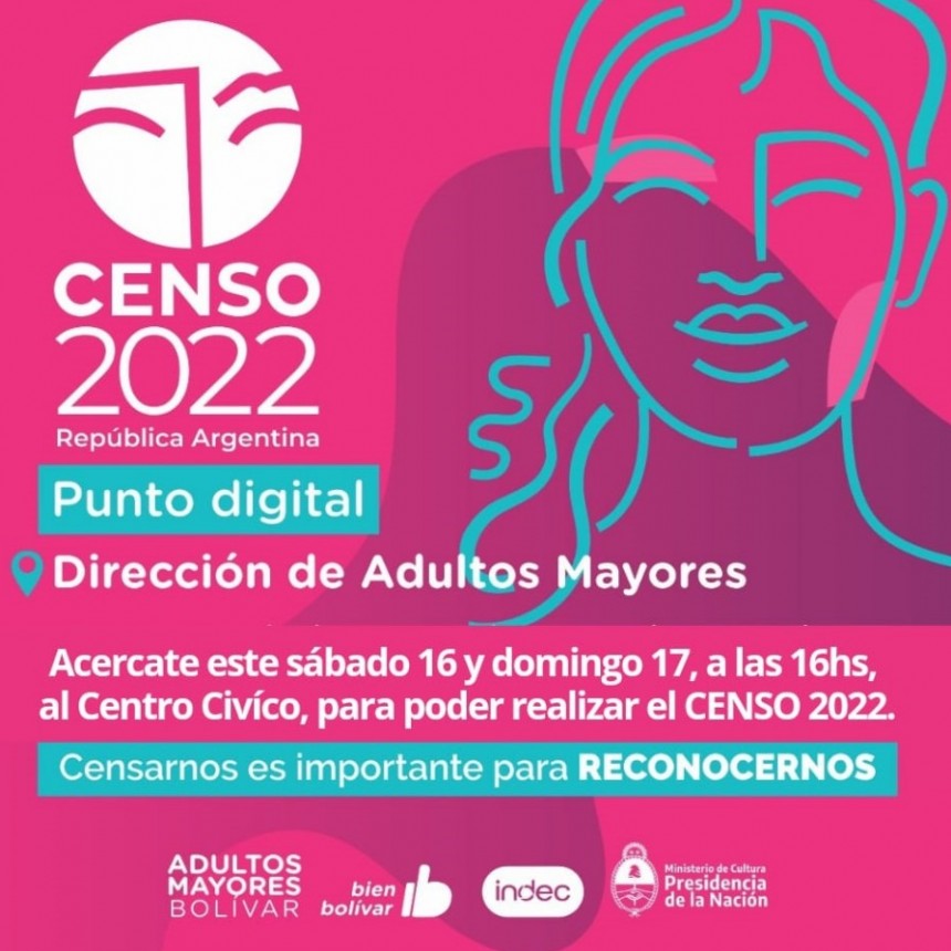 Adultos Mayores tendrá un Punto Digital en el Centro Cívico para realizar el Censo 2022 
