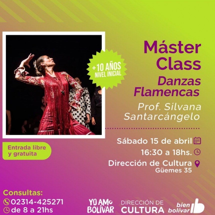 Este sábado: Se brindará una Máster Class de Danzas Flamencas