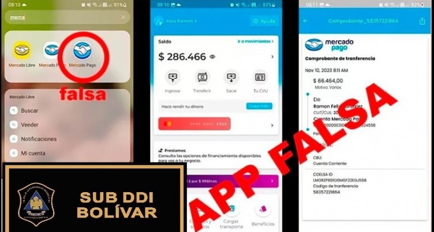 Informe Oficial SUB DDI Bolívar: Dos menores implicados en una importante estafa con una billetera virtual falsa