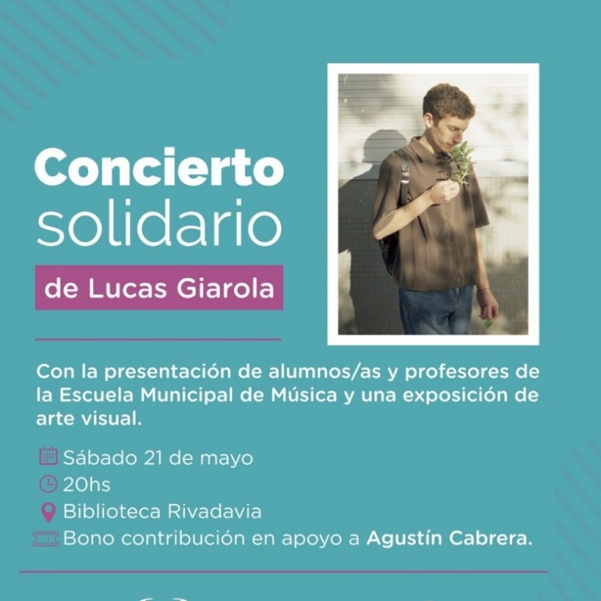 El artista bolivarense Luvcas Giarola brindará un concierto solidario