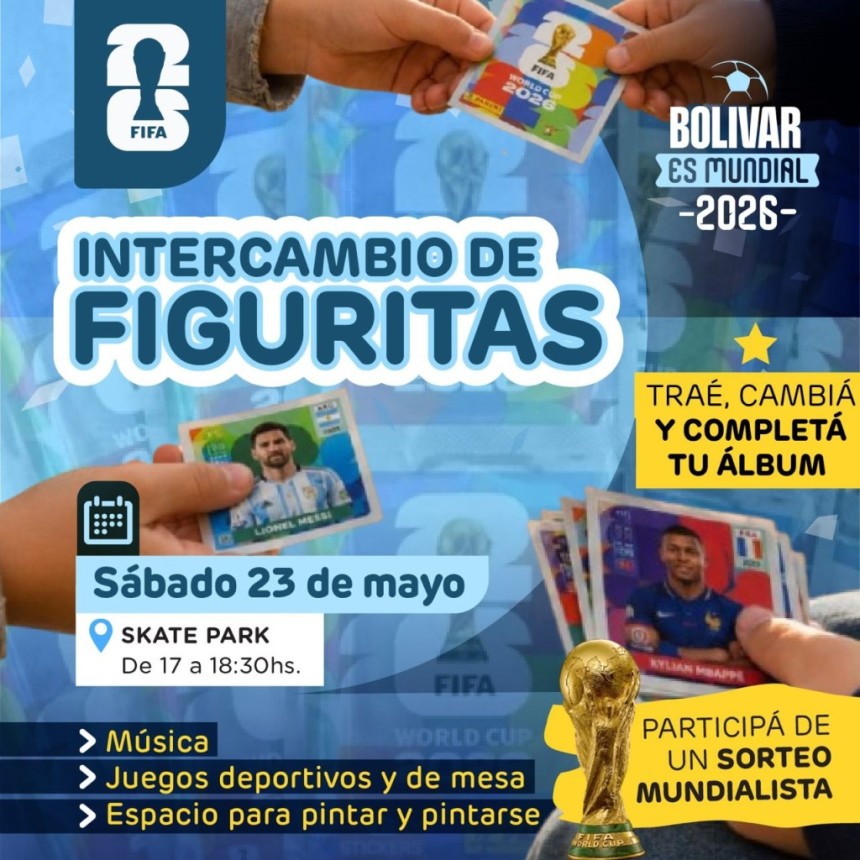 Bol&iacute;var es Mundial 2026: se realizar&aacute; una jornada de intercambio de figuritas en el Skate Park 