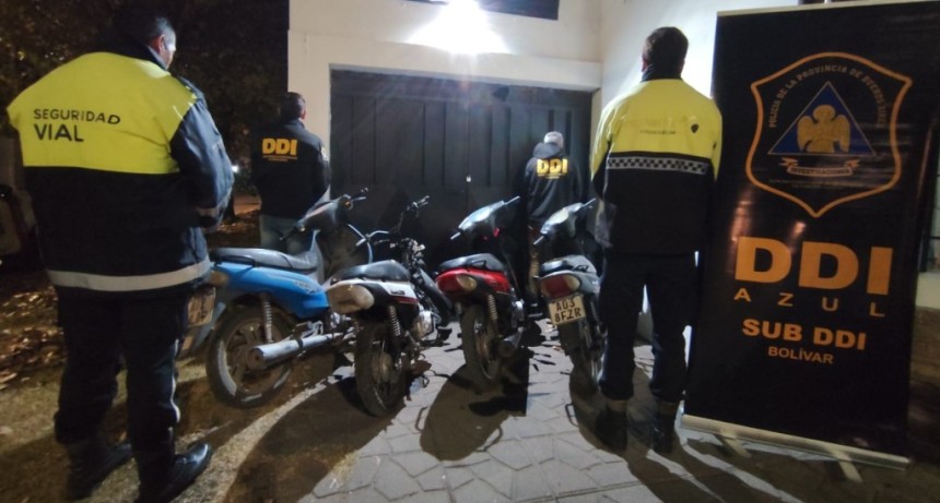 Informaci&oacute;n Oficial SUB DDI de Bol&iacute;var: se realizaron allanamientos que derivaron en el secuestro de cuatro motocicletas