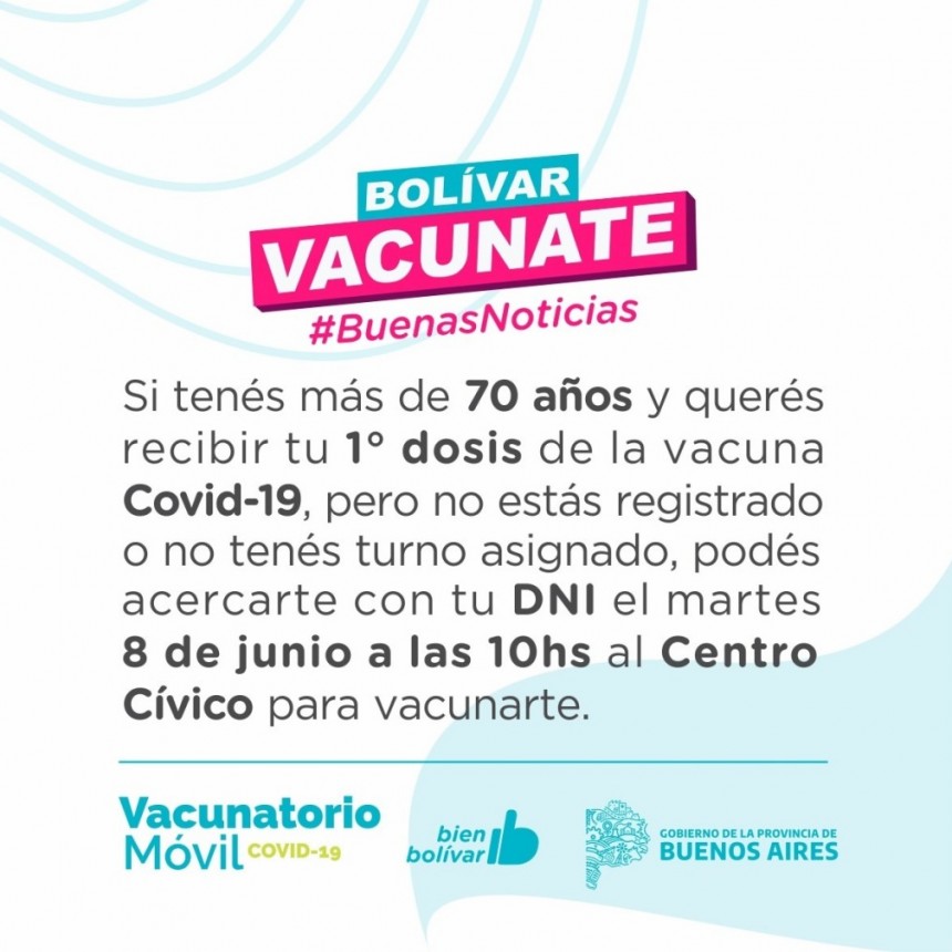 Bol&iacute;var Vacunate: Los mayores de 70 a&ntilde;os podr&aacute;n aplicarse la primera dosis de la vacuna contra el Covid sin turno previo