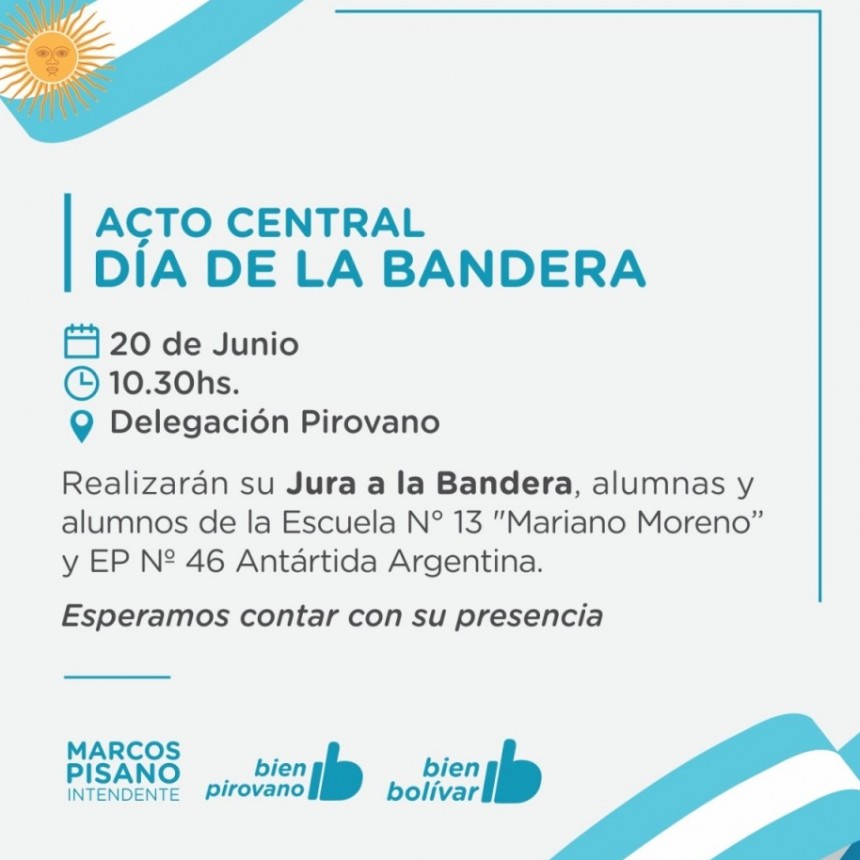 Se llevará a cabo el acto por el día de la bandera en pirovano