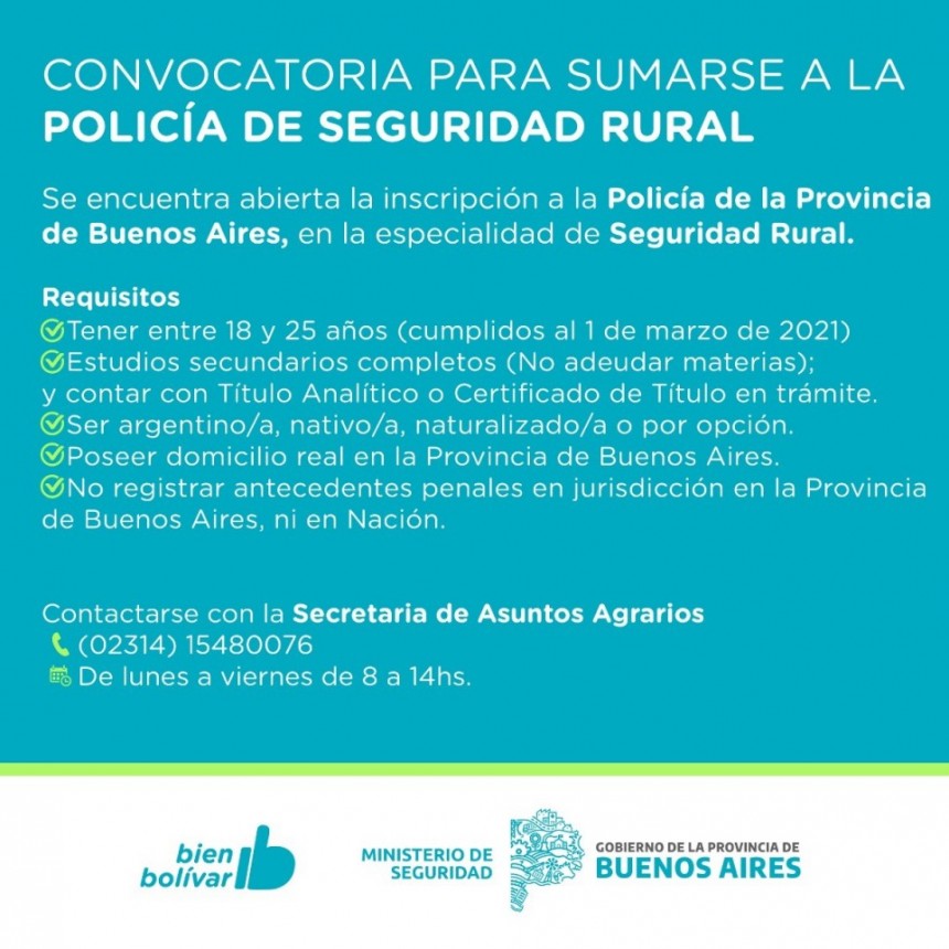 Ahora, te pod&eacute;s inscribir para integrar la Polic&iacute;a Rural