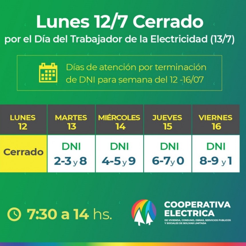 Este lunes, las oficinas de la Cooperativa El&eacute;ctrica no abrir&aacute;n sus puertas