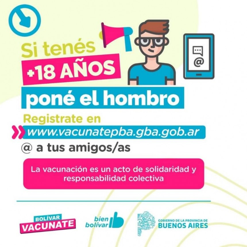 Urgente convocatoria del Municipio a inscribirse en "Buenos Aires Vacunate" a mayores de 18 a&ntilde;os