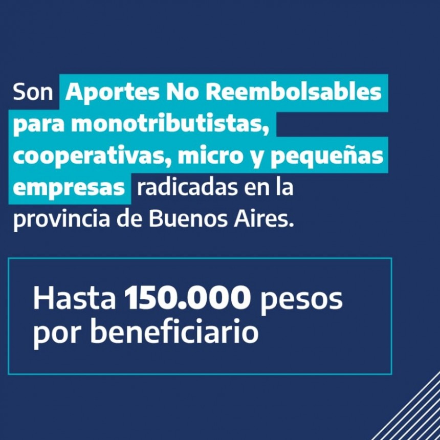 Programa de Sostenimiento Econ&oacute;mico:  Monotributistas, Cooperativas, Micros o Peque&ntilde;a Empresa, radicadas en la Provincia de Buenos Aires podr&aacute;n recibir hasta 150 mil pesos