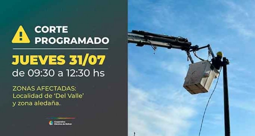 Cooperativa Eléctrica de Bolívar: Anuncian un Corte Programado para la Línea Del Valle y zonas aledañas