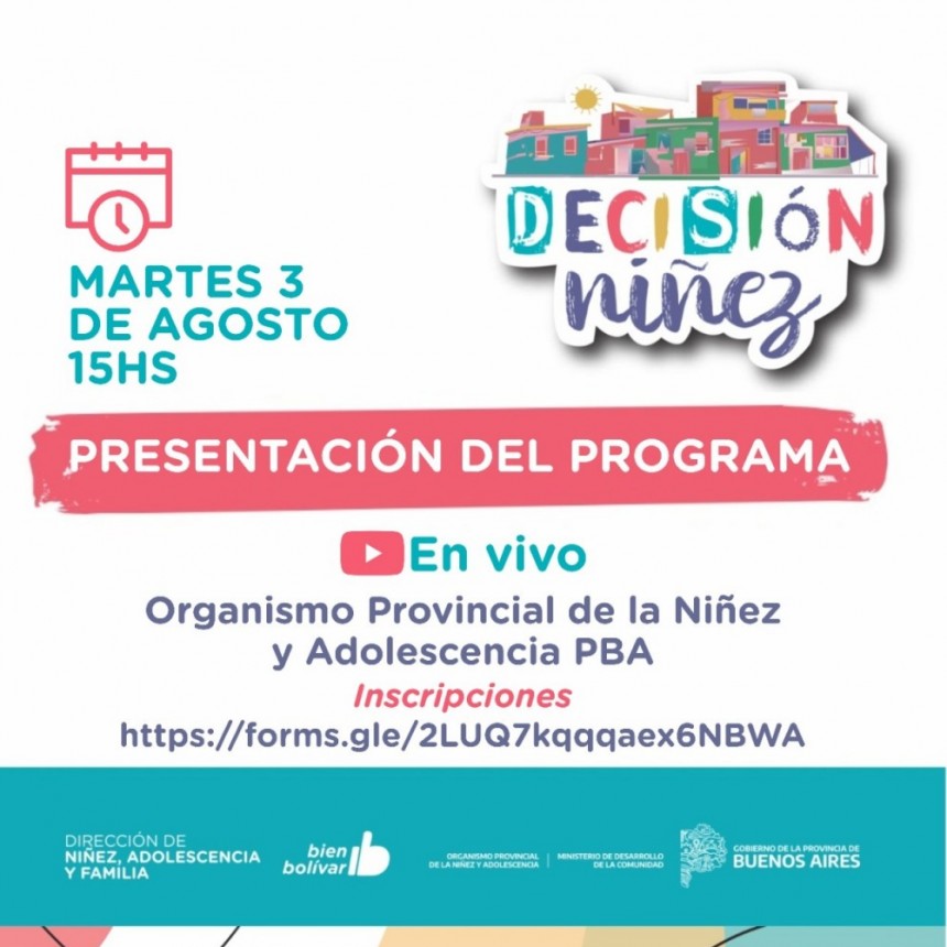 Direcci&oacute;n de Ni&ntilde;ez, Adolescencia y Familia: Presentan hoy el programa "Decisi&oacute;n Ni&ntilde;ez"