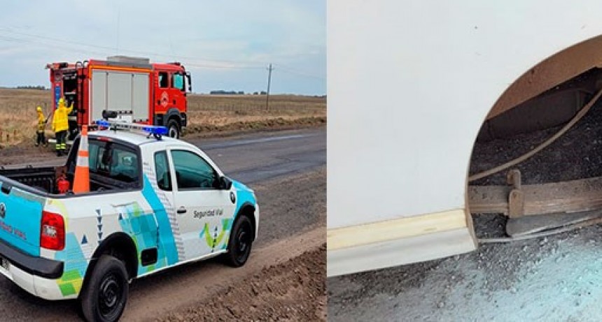 El neum&aacute;tico de una camioneta levant&oacute; temperatura y se incendi&oacute; la banquina