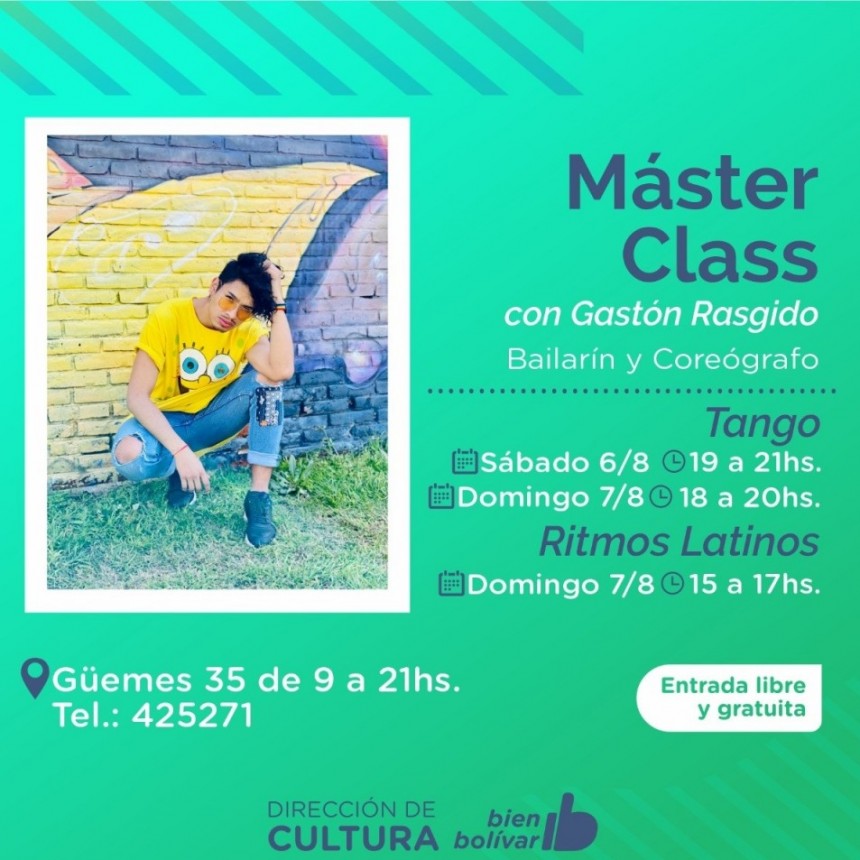 La Dirección de Cultura brinda la última Master Class del año a cargo del bailarín Gastón Rasguido