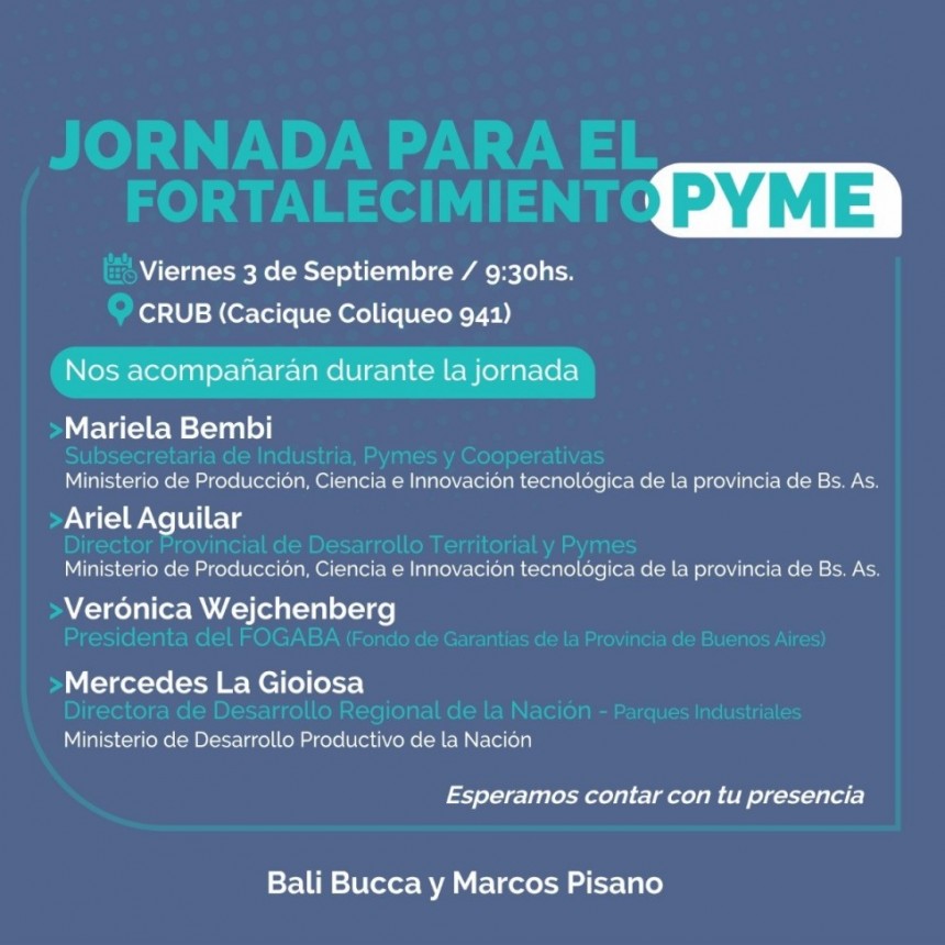 Se desarrollar&aacute; hoy viernes, una "Jornada para el Fortalecimiento de Pymes"