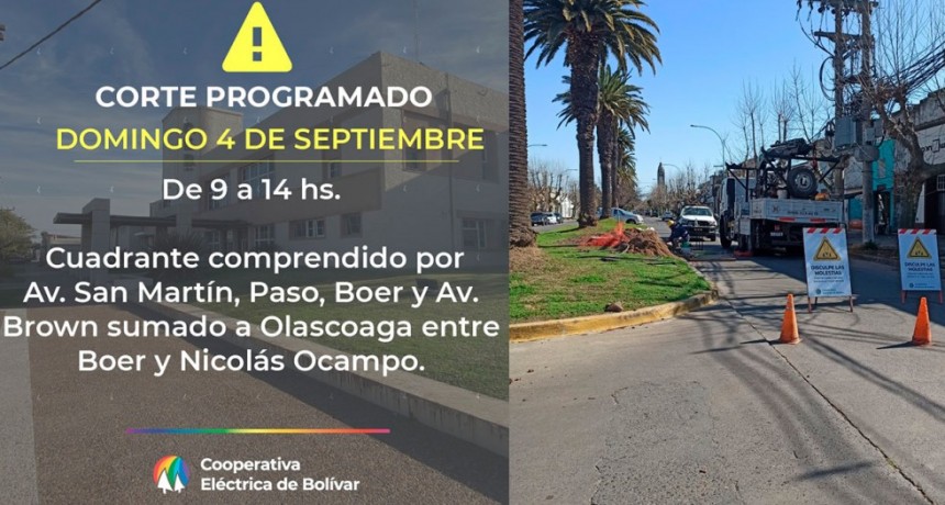 La Cooperativa Eléctrica anuncia un corte programado para el próximo domingo, entre las 9 y las 14 horas