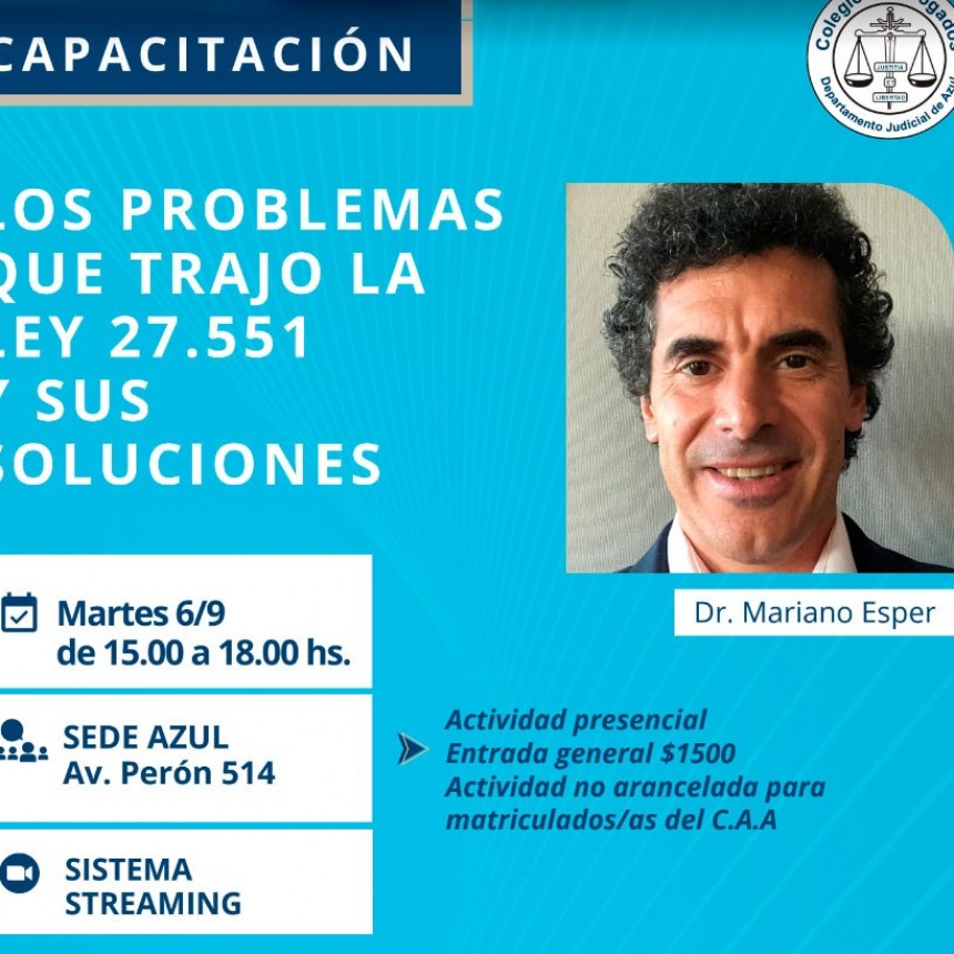 El doctor Mariano Esper abordar&aacute; &ldquo;Los problemas que trajo la ley de alquileres y sus soluciones&rdquo;