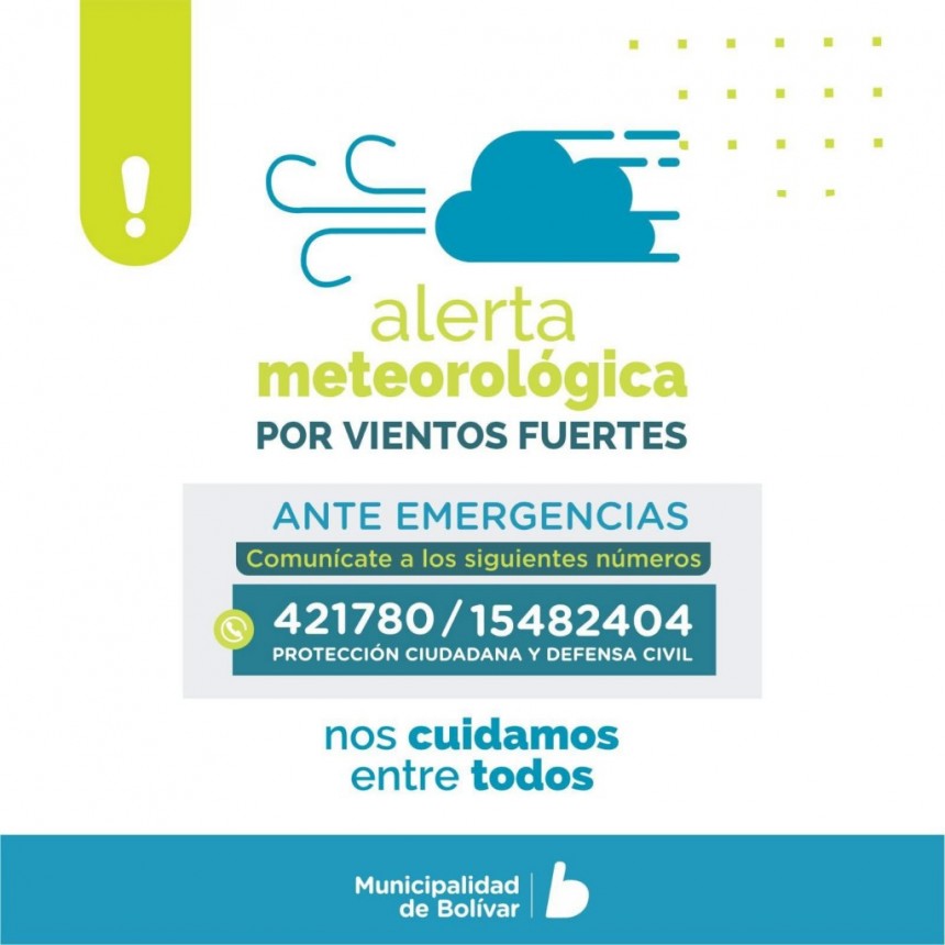 La Dirección de Protección Ciudadana informa Alerta Amarilla por vientos