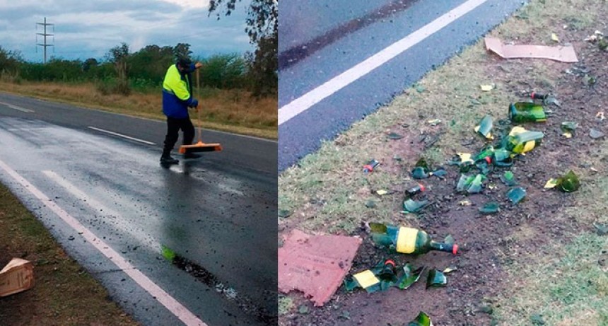 Una camioneta perdió parte de su carga
