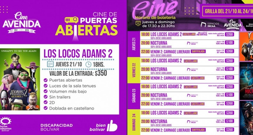 Conocé la cartelera del Cine Avenida para este fin de semana