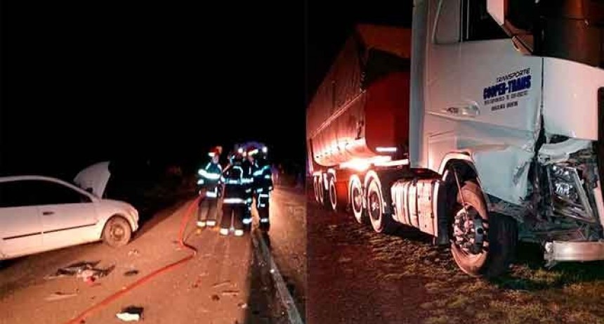 Ruta 65: Fuerte impacto a pocos metros del acceso a Pirovano, un conductor hospitalizado