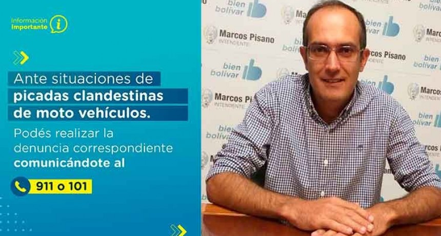 El Intendente Marcos Pisano formalizó una denuncia penal, ante picadas clandestinas