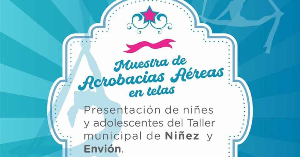 Muestra de acrobacias aéreas en tela del Taller Municipal de Niñez y Envión