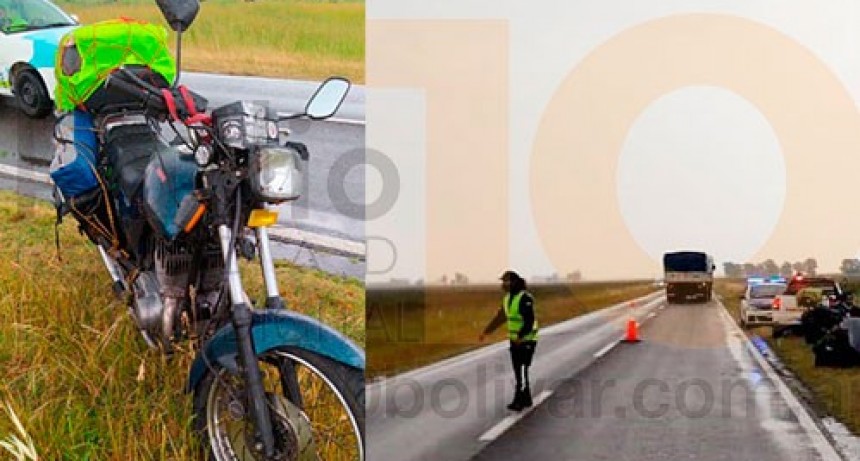 Ruta 65: una pareja de moteros sufri&oacute; una ca&iacute;da en inmediaciones a &ldquo;Los Cuatro Vientos&rdquo;