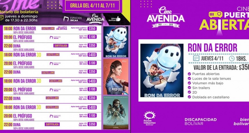 Conocé la cartelera del Cine Avenida para este fin de semana 