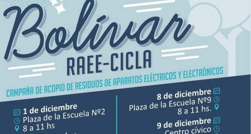 BOLÍVAR RAEE-CICLA; La Dirección de Ambiente llevará adelante una campaña de acopio de aparatos eléctricos y electrónicos