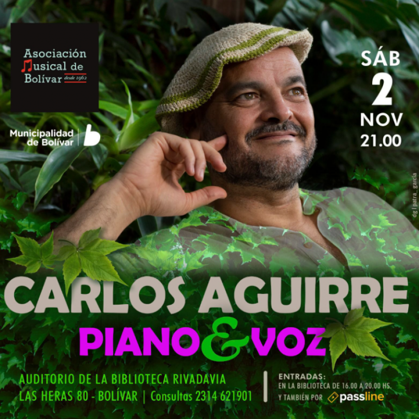 La Asociación Musical Bolívar presenta este sábado en la Biblioteca Popular Bernardino Rivadavia, Carlos Aguirre 