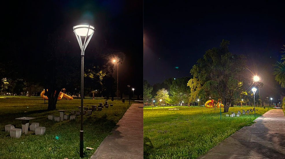 La Cooperativa Eléctrica de Bolívar Iluminó la Plaza de Barrio Casariego con Nuevas Luminarias LED