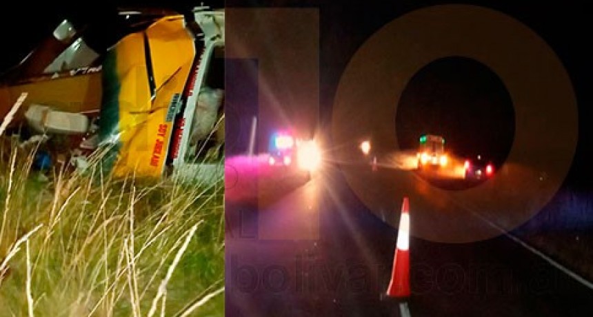 Bomberos y Polic&iacute;a asistieron a un vuelco en Ruta provincial 65