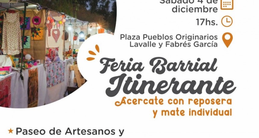 Este sábado en la Plaza Pueblos Originarios se realizará una nueva Feria Barrial Itinerante