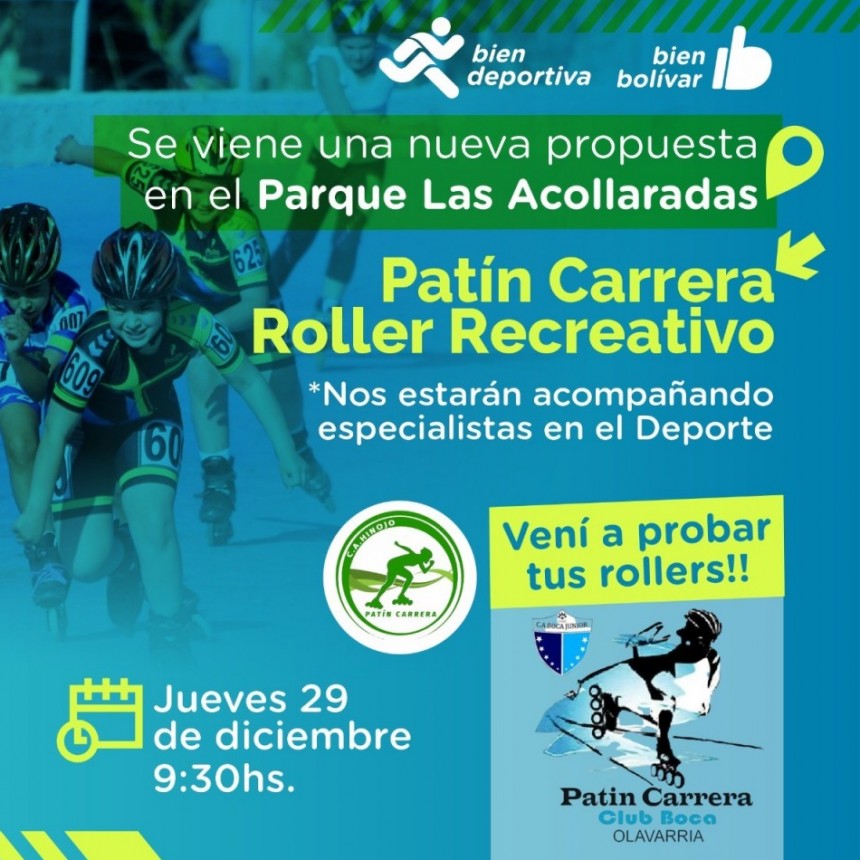 Patín Carrera y Roller Recreativo: las nuevas propuestas deportivas en el Parque las Acollaradas